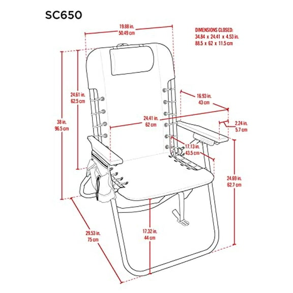 4-Position Hi-Boy Backpack Beach Chair, Folding Chair for Outdoors, Stripe