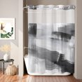 thumbnail image 1 of No Hook Shower Curtain, Black Grey Abstract Shower Curtains for Bathroom with See Through Top Window, Gradient Modern Geometric Simple Art Waterproof & Washable Bath Curtain Extra Long 72"x84", 1 of 7
