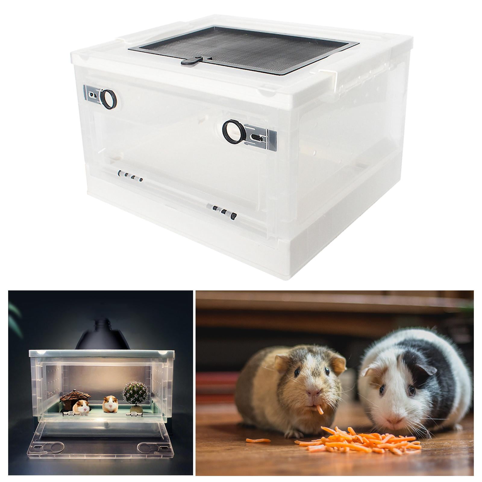 Bvdfgk Folding Reptile Feeding Box Hamster Breeding Box Hedgehog Cage Habitat Transport White