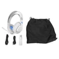 thumbnail image 1 of Auriculares para juegos con cable, receptor 2,4 G, Bluetooth, 4 modos, diadema ajustable, giratorios, ligeros, inalámbricos, color blanco y azul, 1 of 15