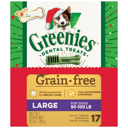 (6 pack) (6 Pack) GREENIES Holiday Limited Edition Packaging Grain Free Large Dog Dental Treats, 17-Count, 27 oz. Box