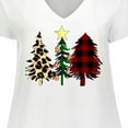thumbnail image 4 of Inktastic Three Christmas Trees in Plaid and Leopard Print Women's Plus Size V-Neck T-Shirt, 4 of 5