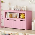 thumbnail image 2 of Costway Storage Cabinet 3 Drawer Chest with Wheels Large Storage Cube Shelf Pink, 2 of 10