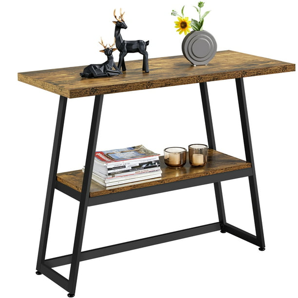 Yaheetech Industrial Console Table, Narrow Industrial Console Table With Drawers