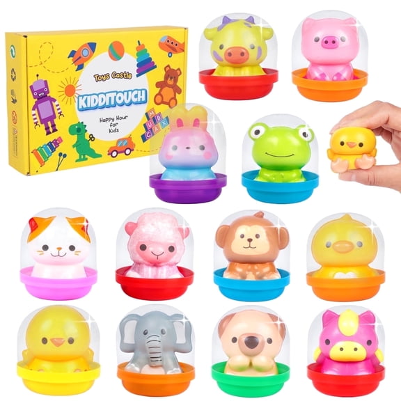 KiddiTouch 12 Pack Prefilled Easter Eggs Squishy Toys for Basket Stuffers, Slow Rising Stress Squishies for Goodie Bag Stuffer for Kids Birthday