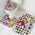 thumbnail image 3 of Gnomes Daisy Bath Mat 3 Piece Bathroom Rug Set, Retro Farmhouse Floral Black Buffalo Plaid Non Slip Bath Rug Contour Mat and Toilet Lid Cover, Absorbent Shower Mats Soft Bath Rugs and Mats Sets, 3 of 8