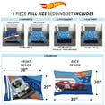 thumbnail image 4 of Hot Wheels Kids 5 Piece Blue Reversible Comforter, Bed in a Bag, Full, 4 of 8