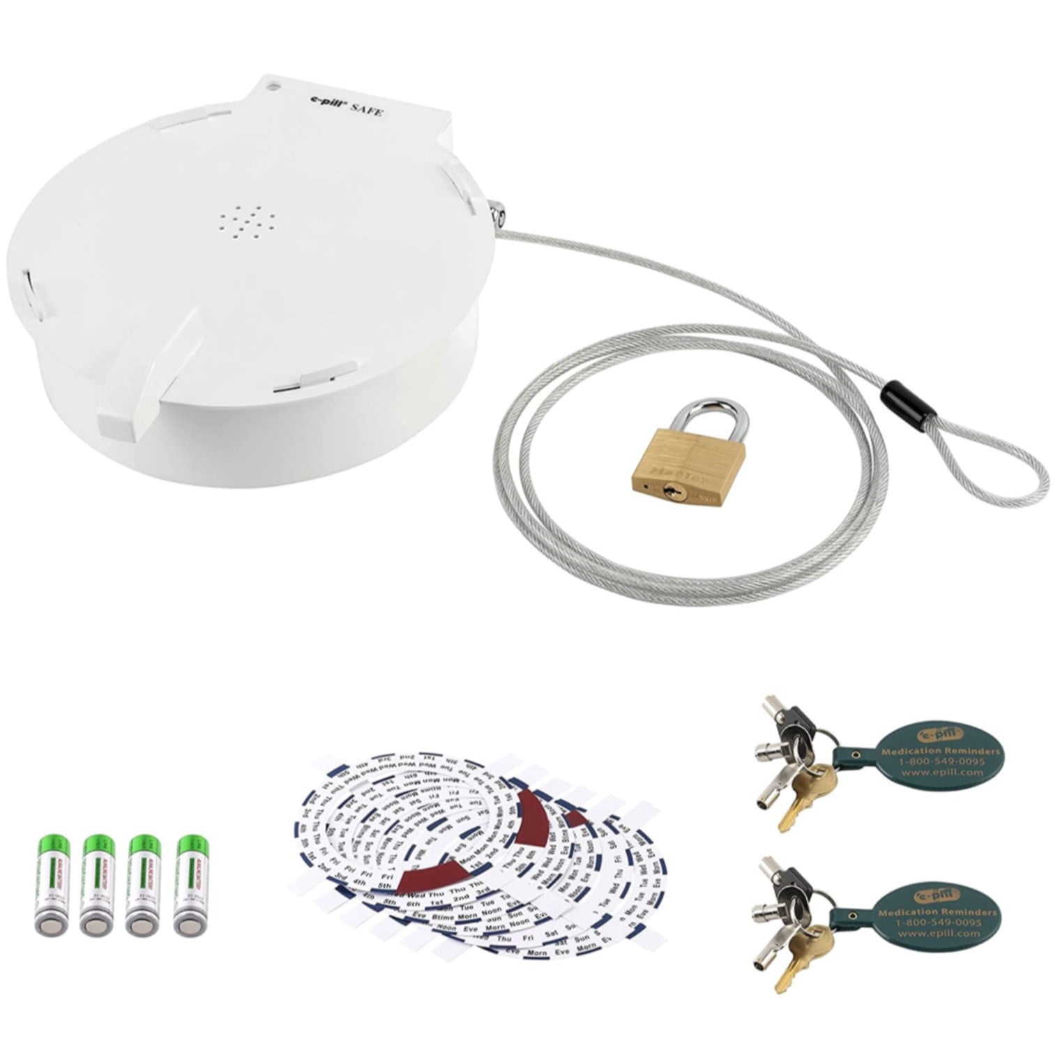 e-pill Med-O-Wheel SAFE - Tamper Resistant Automatic Pill Dispenser w/ 4 Independent Locks
