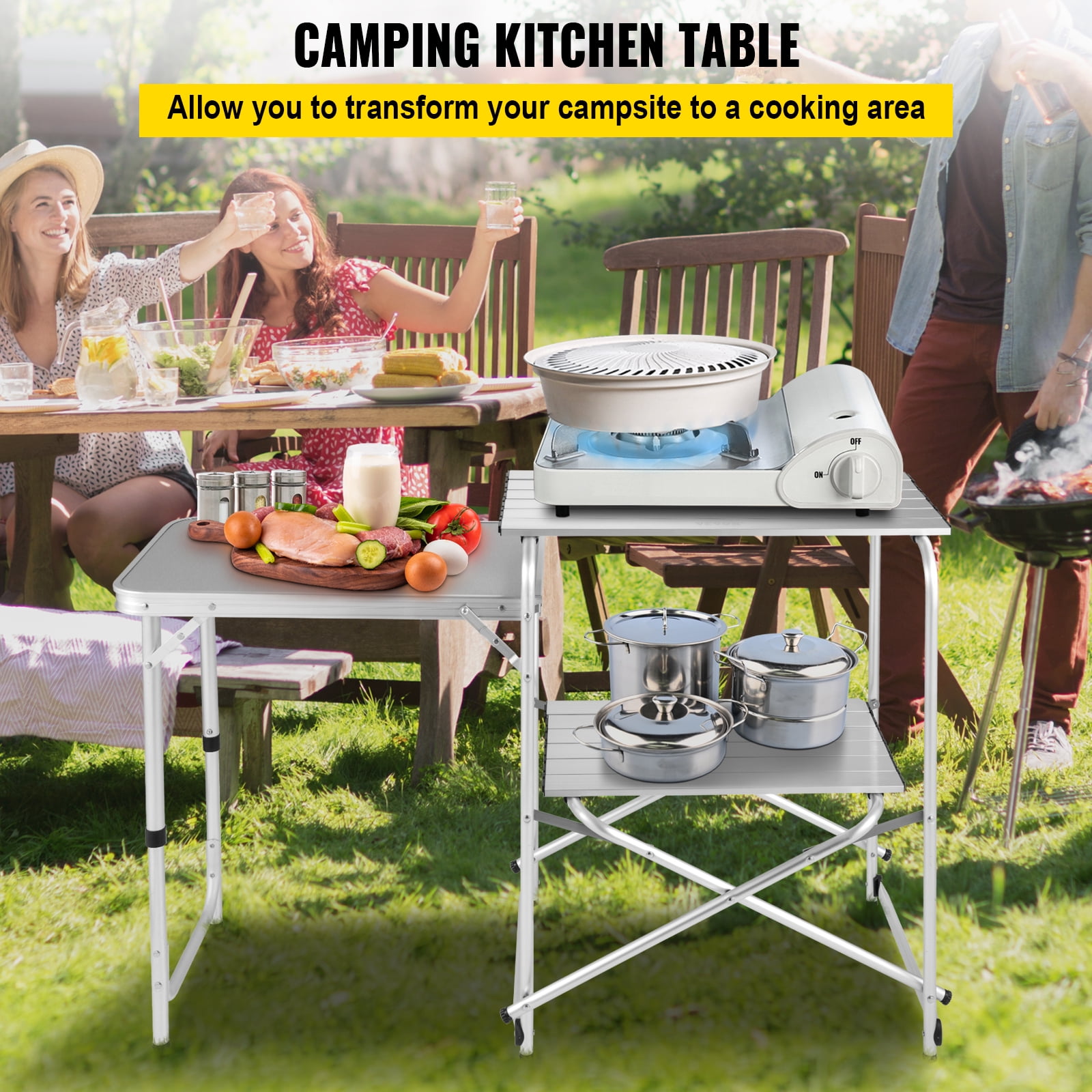 VEVOR Camping Kitchen Table 49.2 in. W x 21.3 in. D x 46.5 in. H