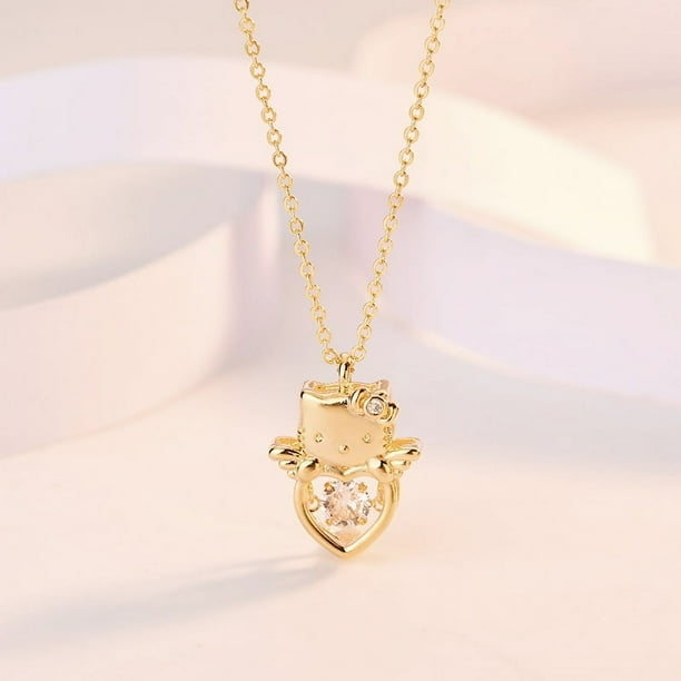 Lindo collar con colgante de gato ángel pequeño para mujer, diseño de nicho, cadena de clavícula con sentido, regalo para mujer
