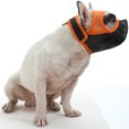 thumbnail image 4 of PVC Mesh Dog Muzzle for Small Dogs - Anti-Biting, Anti-Chew, Anti-Barking & Wound Licking Prevention, Lightweight Breathable Hollow-Out Design Allows Panting & Drinking, Orange Black Color, Suitable, 4 of 6