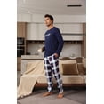thumbnail image 2 of ZEFORTEX Men's Pajamas Set Long Sleeve Top with Plaid Pants Soft Sleepwear Loungewear, 2 of 5