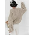 thumbnail image 4 of PRETTYGARDEN Womens Sweaters Spring 2025 Cable Knit Long Sleeve Crewneck Oversized Sweater Chunky Pullover Loose Outfits, 4 of 8
