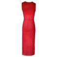 thumbnail image 3 of Mujeres Irregular Ruffle Largo Skinny Vestido Sólido Sin Mangas Sheer Vestido Hueco, 3 of 5