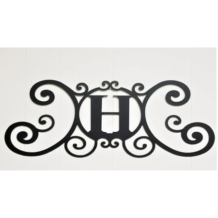 Scrolled Iron Metal Letter H Monogram Personalized Initial Wall Art Family Name Decor Plaque ...