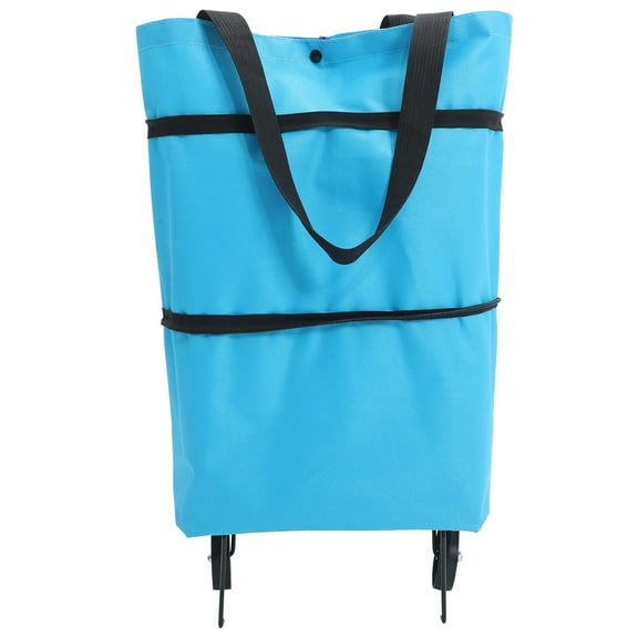HONMEET Trolley Shopping Bag Collapsible Trolley Bag Sky-Blue Cloth 1Set 18.1x16.1x5.3in