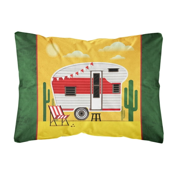 Greatest Adventure Retro Camper Desert Canvas Fabric Decorative Pillow