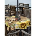 thumbnail image 2 of Outdoor Tablecloth with Umbrella Hole Zipper Sunflower Floral Round Tablecloth 54" Waterproof Outside Table Cloth Farmhouse Pastoral Daisy Bees Brown Wood Patio Table Cover Tablecloths for Picnic, 2 of 8