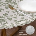 thumbnail image 4 of Spring Flowers Table Cloth, Round Fitted Tablecloths with Elastic Edge, Farmhouse Sage Green Pastoral Floral Leaf Wipeable Waterproof Table Cover for Kitchen Wedding 55-60 Inches, 4 of 4