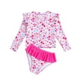 thumbnail image 2 of XDZJLR Swimsuits for Girls Bikini Set Kids Cutout Bikini Long Sleeve Top Two Piece Swimwear Pink 6-7 Years, 2 of 7