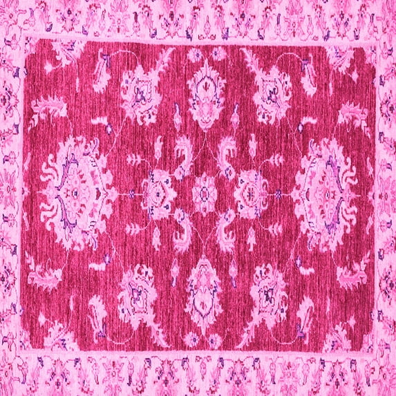 Ahgly Company Indoor Square Oriental Pink Traditional Area Rugs, 4' Square