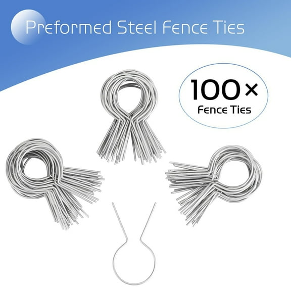 100 Pcs Gauge Galvanized Steel Fence Ties Fit for Fence Posts, T-Post Metal Fence Wire,Fast Chain Link Fence Wire Ties B,100 Pcs Ties,Silver