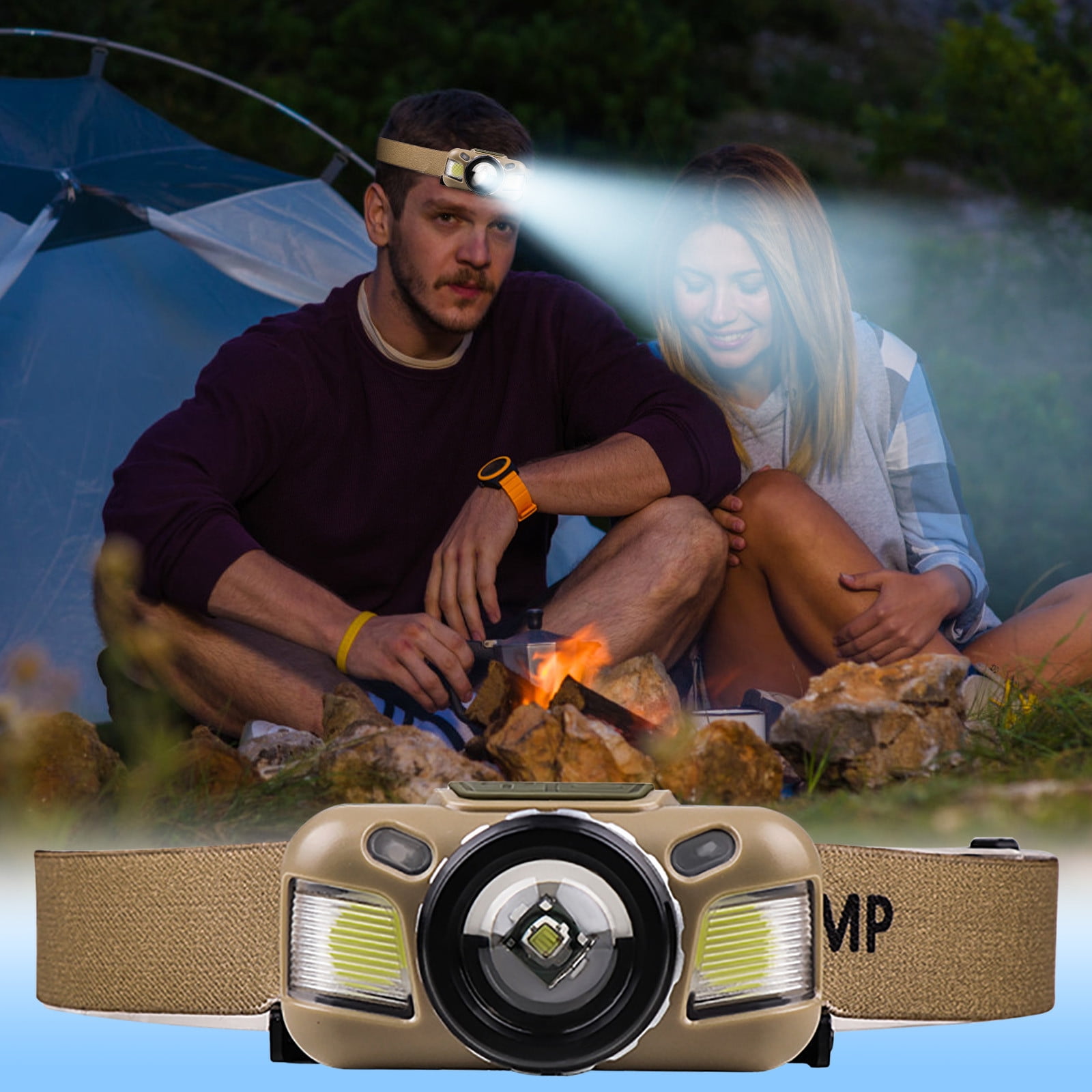 Headlamp Flashlight,Ultra-Light Bright LED Rechargeable Headlight with White Red Light,2-Pack Waterproof Motion Sensor Head Lamp,4 Mode for Outdoor Camping Running Hiking Fishing
