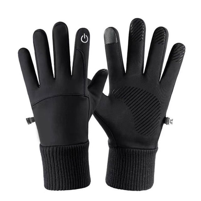 Guantes cálidos para ciclismo, resistentes al viento, resistentes al agua y al frío, guantes de dedo completo con pantalla táctil, guantes de motocicleta para deportes al aire libre, color negro YUNYI BRAND Deportes