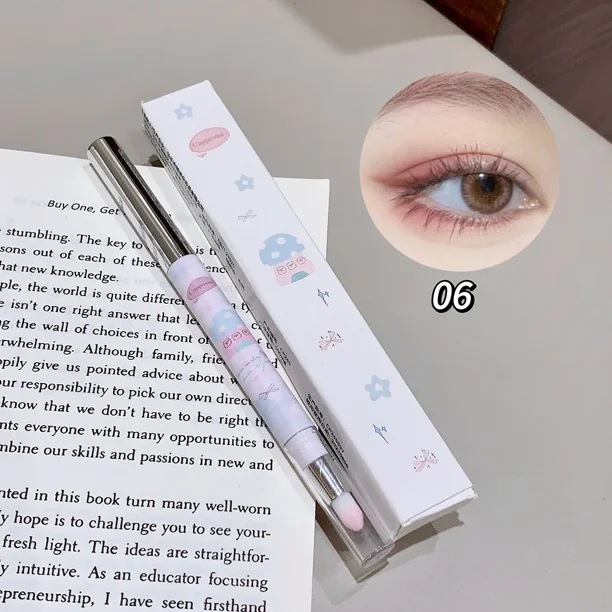 Lápiz delineador de ojos de doble punta, color verde leche, resistente al agua, duradero, ultrafino, brillante, mate, colorido, en gel con pincel