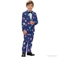 thumbnail image 4 of Whosucclay Fireworks Star Print Durable Boys Suit, 2 Piece Blazer Pants Set Elastic Waist Polyester Boys Suit Set for Prom Party, 4 of 10