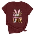 thumbnail image 5 of VBTAPA Bunny T-shirt for Women 2025 Easter Graphic Tees Egg Hunt Themed Printed Short Sleeve Crewneck Tee Tops Big Sales Today Wine XXXL, 5 of 6