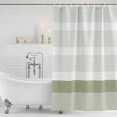 thumbnail image 4 of Sage Green Stripe Waterproof Fabric Shower Curtain,Modern Rustic Horizontal Green Striped Waterproof Fabric Shower Curtain for Bathroom Curtains Bathtubs Shower Curtains with 12 Hooks Small 36x72in, 4 of 8