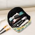 thumbnail image 2 of FORMRS Makeup Bag Travel Cosmetic Organizer for Women Fold Flat Zipper Pouch with Handle, Beige Clover Pattern, 2 of 8