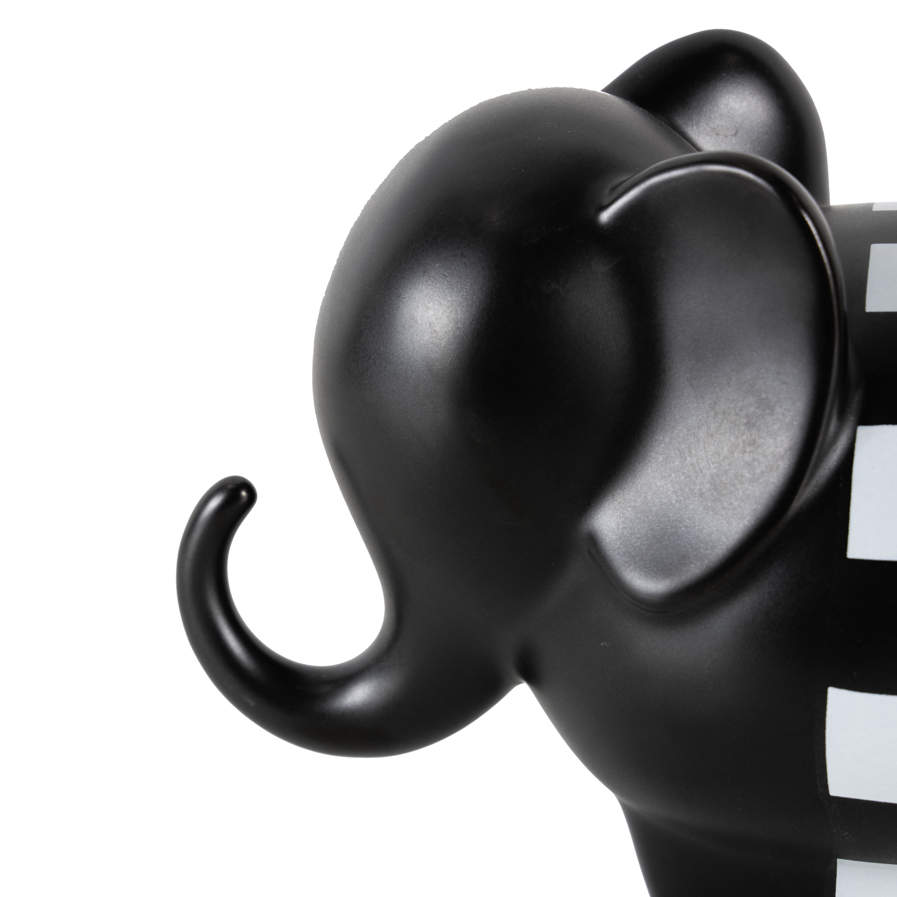6", 7"H Black Ceramic Small Elephant Sculpture with Checkered Pattern, by DecMode (2 Count)