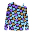 thumbnail image 4 of Penkiiy Womens Valentine Day Sweatshirt Off-shoulder Shirt Hearts Graphic Long Sleeve Pullover Tops XS Blue, 4 of 5