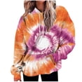 thumbnail image 2 of thefmos Women Fall Winter Hooded Tie Dye Loose Pullover Tops Sweatshirts Casual Long Sleeve Streetwear Oversized Sweatshirt with Pockets Trendy Cozy Fashion, Orange S, 2 of 7