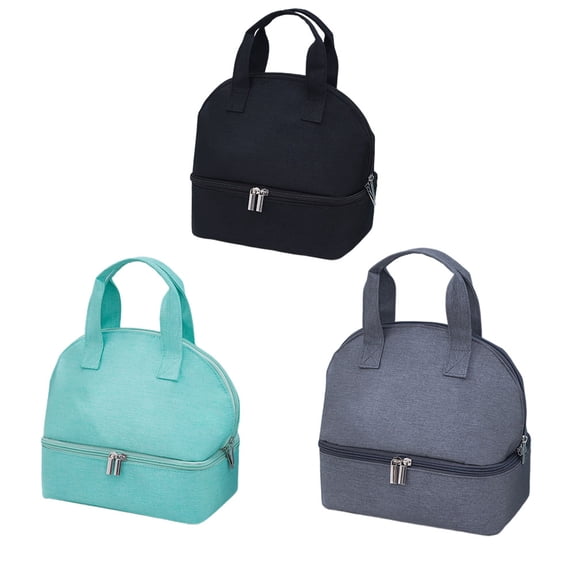 HAMPPLIES Black Utility Lunch Tote Bag Insulated Cloth Work Storage Bag and Portable 1 Set