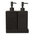 thumbnail image 5 of Arikago Soap Dispenser, 2 Pack Ceramic Dish and Hand Soap Dispenser Set, Modern Refillable Liquid Bottles for Kitchen, Bathroom, Matte Black, 5 of 7