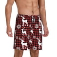 thumbnail image 2 of Pofeuu Plaid Reindeer Snowflakes Print Men's Soft Woven Elastic Waistband Sleep Pajama Short-3X-Large, 2 of 6