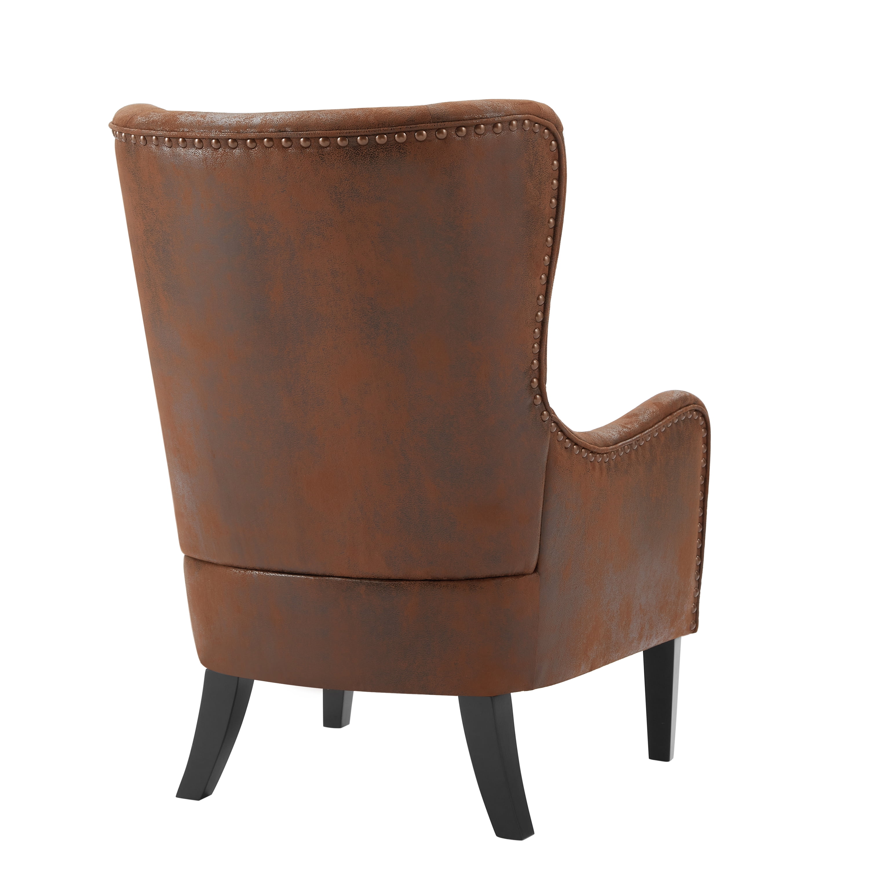 Noble House HI-BACK Studded Arm Chair for Living Room Study Bedroom,Classic Design,Brown