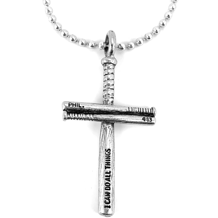 Baseball Bat Necklace Pewter (SCBB 