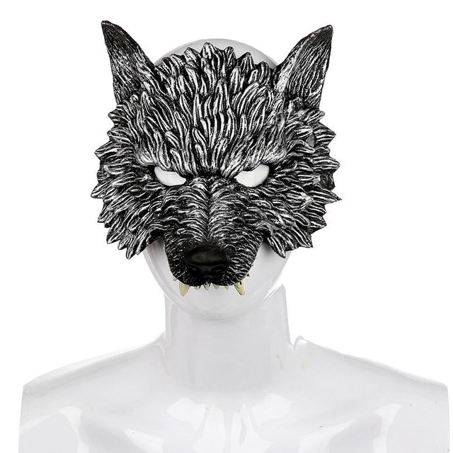 Máscara de lobo de Halloween media cara máscara de hombre lobo máscara de animal máscara para cosplay disfraz