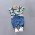 thumbnail image 5 of URMAGIC Toddler Baby Boy Girl Outfits Short Sleeve Stripe T-Shirt Suspender Pants Clothing Set 0-4 Years, 5 of 13
