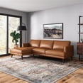 thumbnail image 4 of ASHCROFT Isabel 105" Mid-Century L-Shaped Genuine Leather Left Facing Chaise Sectional, Dark Brown Pillow Back Sectional Sofa for Living Room Waiting Area Office Apartment Dorm Home, Tan, 4 of 7