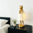 thumbnail image 3 of Frog Table Lamp, 12W E12 Base Candelabra Light Bulb, 3-Way Color Changing Warm, Cool, Daylight, Resin & Metal & PVC Material, Black Desk Lamp for Bedroom, Room Decor[Golden], 3 of 8
