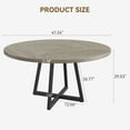 thumbnail image 2 of 47" Round Farmhouse Dining Table for 4-6, Rustic Wooden Kitchen Table with 300 lb Capacity, Adjustable Anti-Slip Legs – Black Ash / Light Ivory / Gray / Retro Color, 2 of 8