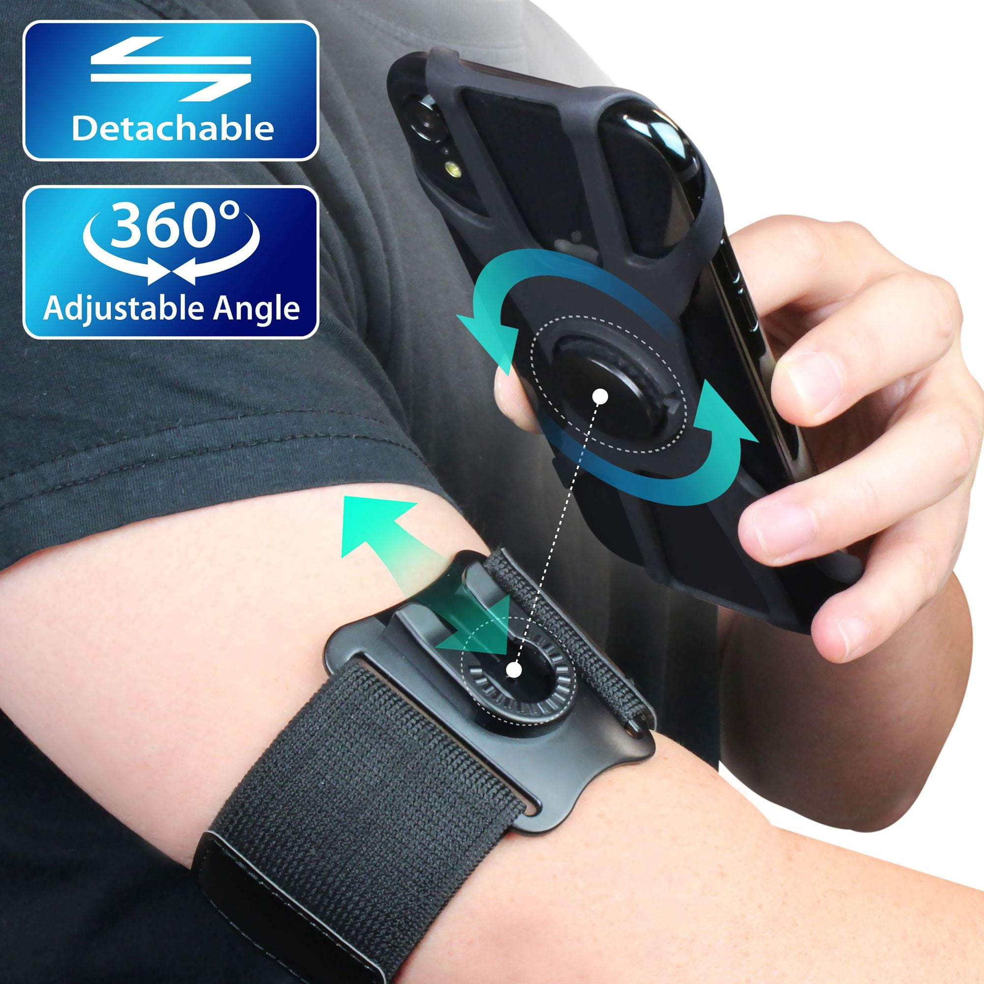 Skin-Friendly Sweat-proof Multifunctional Outdoor Sports Gym Armband for Mobile phone up to 6.2 with Headphone Slot and Double Pockets Vetoo Running Phone Armband