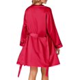 thumbnail image 2 of Women's 3pcs Satin Pajamas Set Cami Top and Shorts Sleepwear PJs Set with Robe,Red, 2 of 5