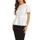 thumbnail image 4 of BLUSA DE PEPLUM PARA MUJER CHIC INSPIRE, CUELLO REDONDO, MANGAS DE CAMPANA, CINTURÓN EN LA CINTURA, BLUSA DE OFICINA, TAMAÑO S, BLANCA, 4 of 6