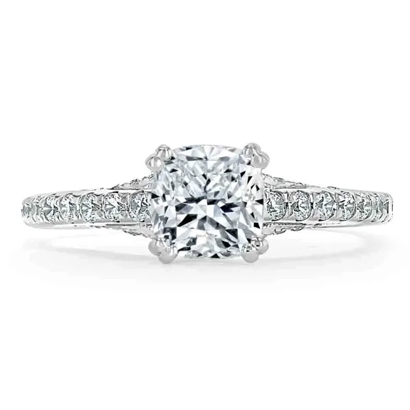 Spot Jewel 14K White Gold Plated Ring for WoHim - 1.8 Ct Cushion Cut Diamond Ring Her - EngageHimt Wedding Jewelry for WoHim - Causal Office Wear Ring - Gorgeous Anniversary Gift for WoHim